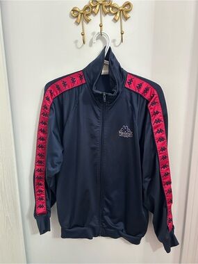 Kappa Navy Track Jacket with Pink Logo Tape
